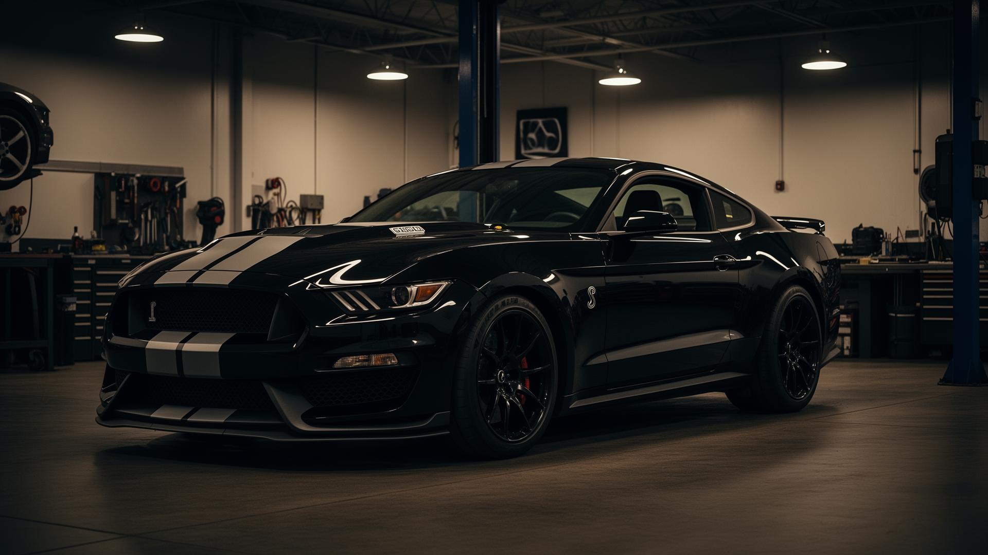 Black sports car in BG Automotive shop